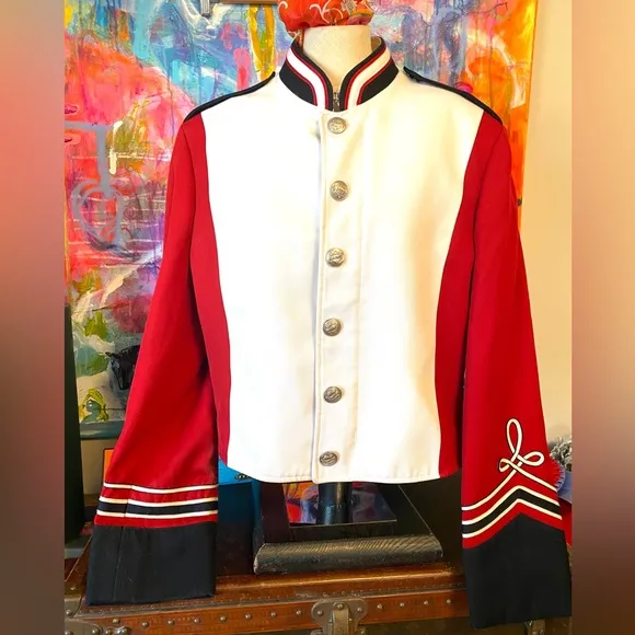 Charming Vintage BAND UNIFORM Varsity Jacket Coat Red Black Fashion Statement 🖤