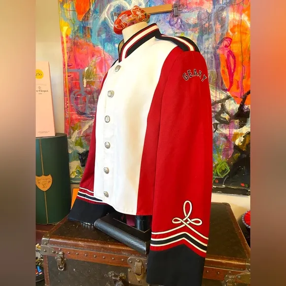 Charming Vintage BAND UNIFORM Varsity Jacket Coat Red Black Fashion Statement 🖤