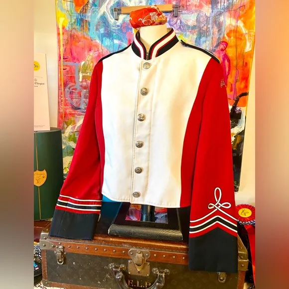 Charming Vintage BAND UNIFORM Varsity Jacket Coat Red Black Fashion Statement 🖤