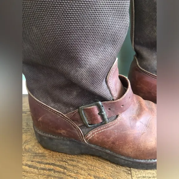Chippewa Snake Boots Women 9 Brown Leather Canvas Field Hunting Outdoor L23913