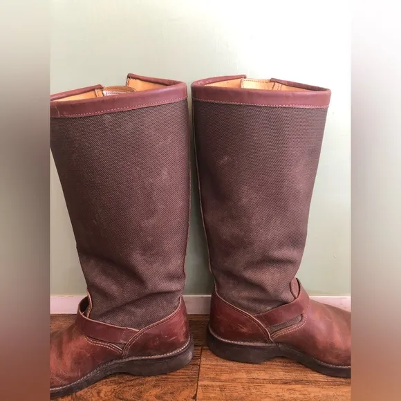 Chippewa Snake Boots Women 9 Brown Leather Canvas Field Hunting Outdoor L23913