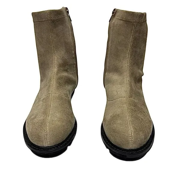 Chocolat Blu Boots Womens 7 M Taupe Brown Suede Leather Heeled Zip Ankle Booties