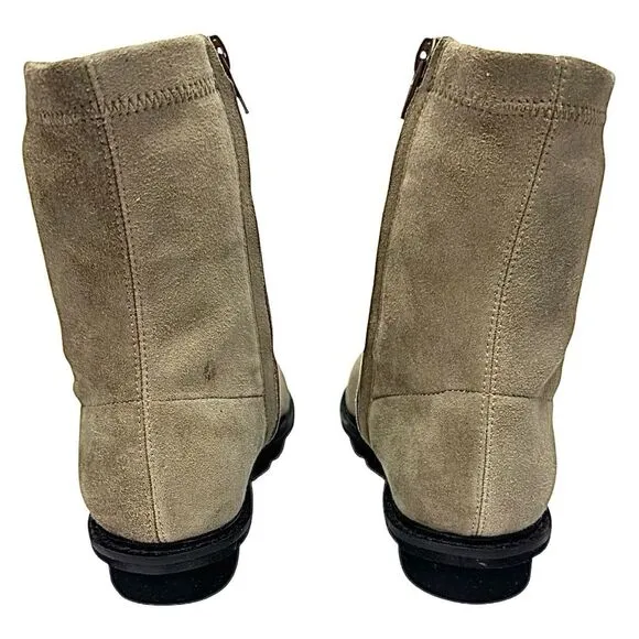 Chocolat Blu Boots Womens 7 M Taupe Brown Suede Leather Heeled Zip Ankle Booties