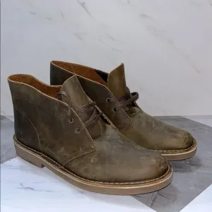 Clarks bushacre 2 Men's Brown Leather chukka Boots sz 10.5  (n19)