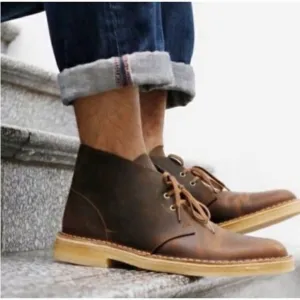 Clarks Bushacre Brown Leather Boots Mens Sz 9