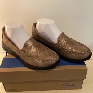 Clark’s Collection Textile Slip On Shoes Ellowyn Lux Bronze 8.5M