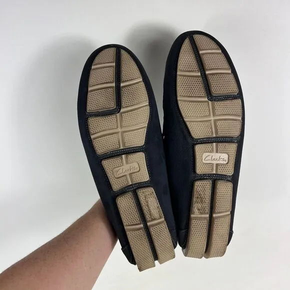 Clarks Davont Drive Loafers Mens 12 Blue Leather Slip-On Square Toe Casual Shoes