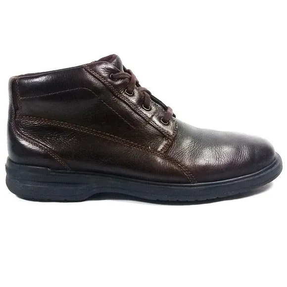 Clarks Men's Brawley Up Brown Comfort Leather Ankle Boots Thick Rubber Outsole