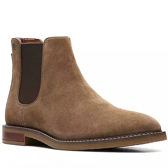 Clarks Taupe Suede Jaxen Chelsea Boots