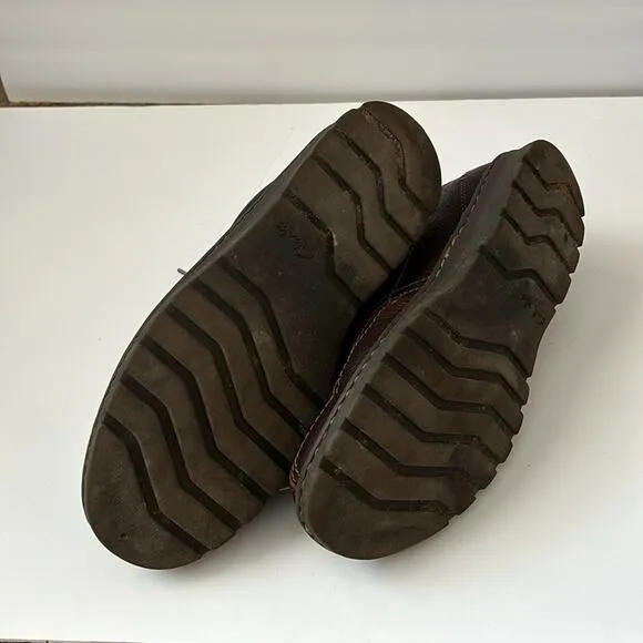 CLARKS VANEK RISE BROWN OILY LEATHER ANKLE CUSHION PLUS LACE UP BOOTS 9.5