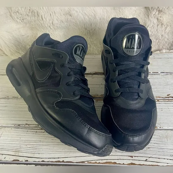 CLEAN Size 10 - Nike Air Max Prime Triple Black Shoes AUTHENTIC 2017
