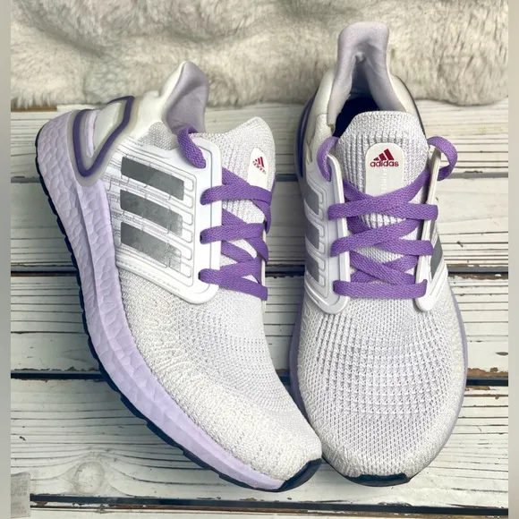 CLEAN Size 7.5 - adidas UltraBoost 20 White Purple Tint Women's Shoes New Laces
