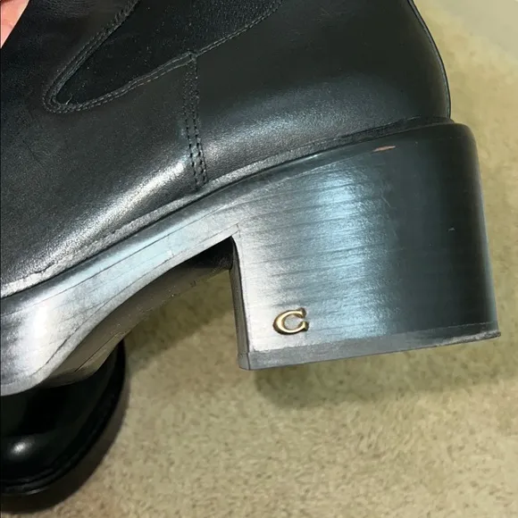 Coach Black Leather Ankle Boots sz 8.5