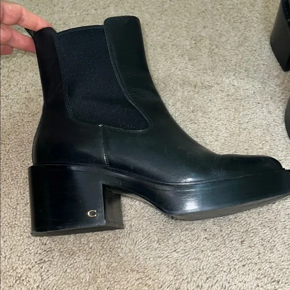 Coach Black Leather Ankle Boots sz 8.5