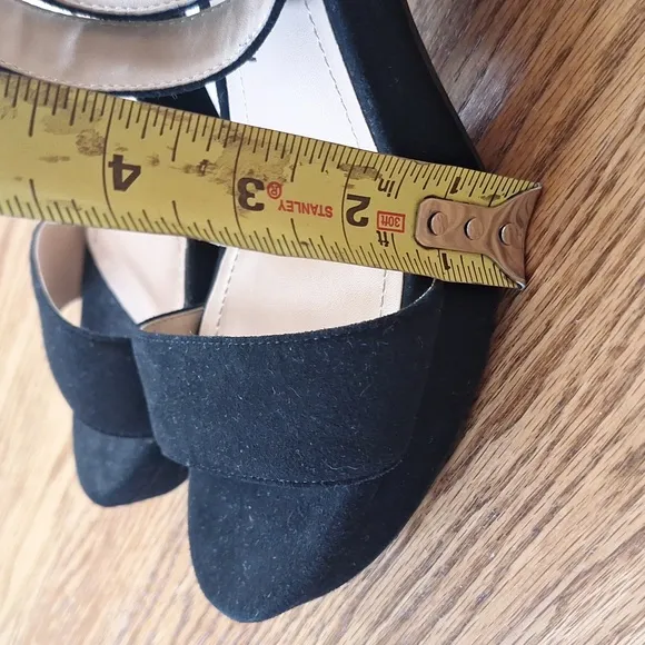 Coach Black Serena Suede Sandals Chunky Heel Ankle Wrap Strap Shoes 8