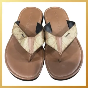 Coach Rockaway Flip Flop Signature Logo Men's Thong Sandals Sz 7D