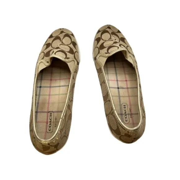 Coach Women's Abbe Slip-On Canvas Tan Slip on Shoes Size 8M
