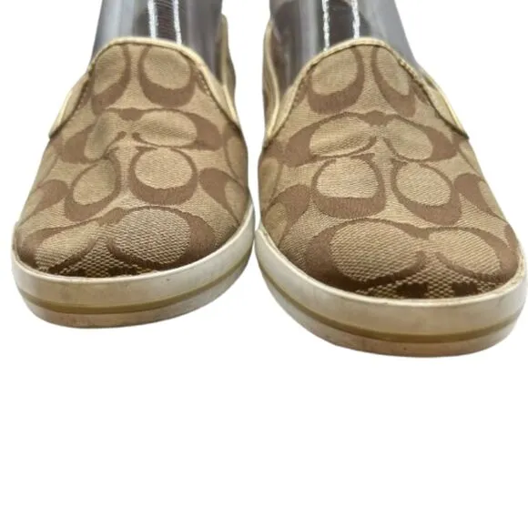 Coach Women's Abbe Slip-On Canvas Tan Slip on Shoes Size 8M