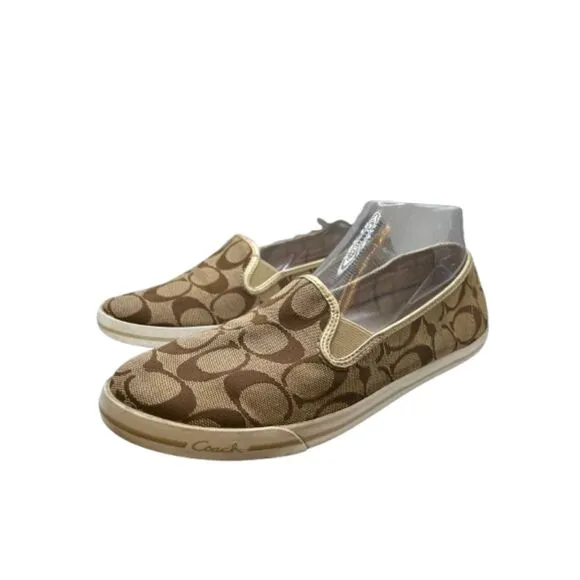 Coach Women's Abbe Slip-On Canvas Tan Slip on Shoes Size 8M
