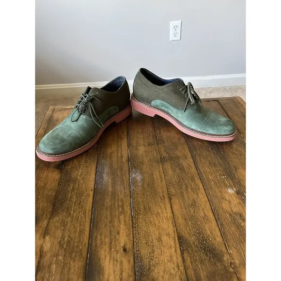 Cole Haan Air Harrison Green Nubuck Leather &amp; Wool Oxfords Size 9 Dress Shoes