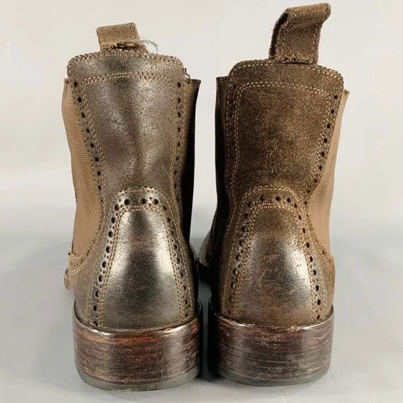 COLE HAAN Brown Perforated Suede Chelsea Boots