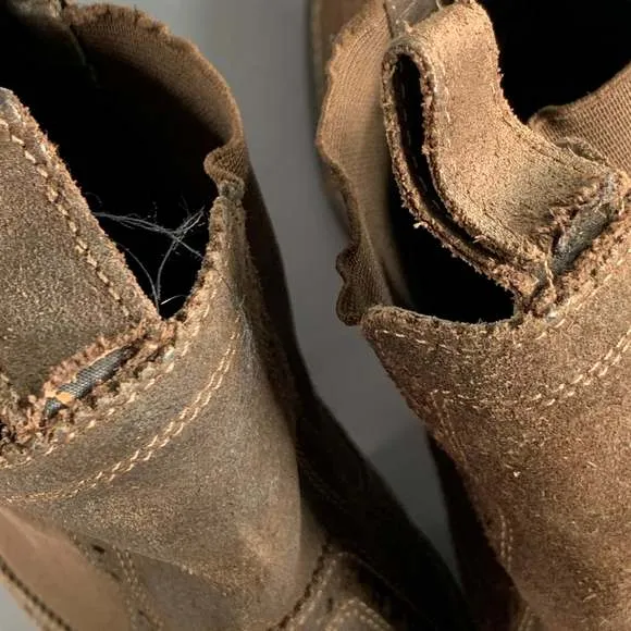 COLE HAAN Brown Perforated Suede Chelsea Boots