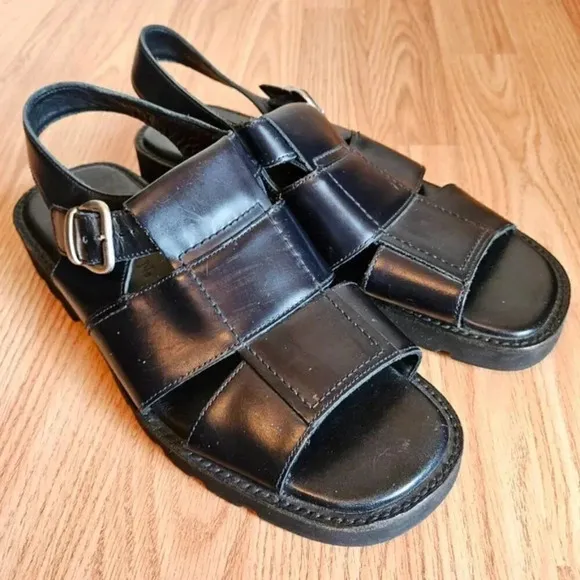 Cole Haan Leather Men's Fisherman Grandpacore Casual Black Sandals Shoes Size 10