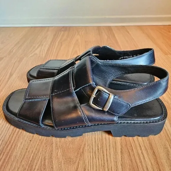 Cole Haan Leather Men's Fisherman Grandpacore Casual Black Sandals Shoes Size 10