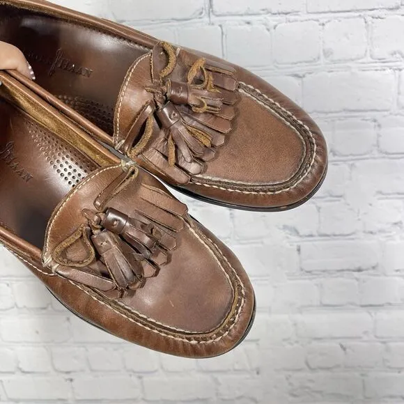 Cole Haan Loafer Shoes Men Size 9D Brown Leather Slip On Tassel Preppy Office