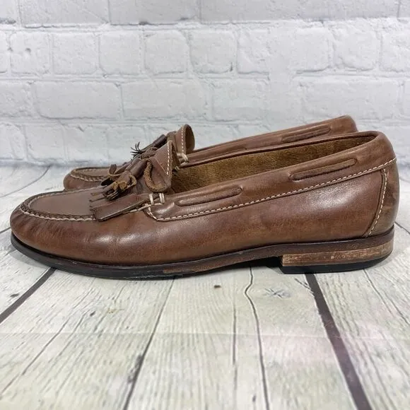 Cole Haan Loafer Shoes Men Size 9D Brown Leather Slip On Tassel Preppy Office