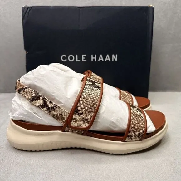 Cole Haan ZeroGrand Meritt Womens Size 8 (B) Sandals Sand Dollar Snake Print NEW