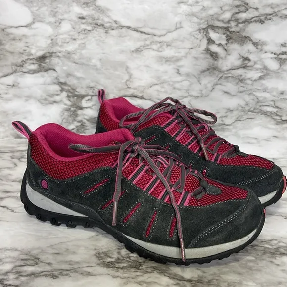 Coleman Shoes Womens 8 Loyalton Gray Suede Pink Trail Hiking Casual Sneaker