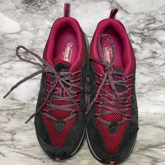 Coleman Shoes Womens 8 Loyalton Gray Suede Pink Trail Hiking Casual Sneaker