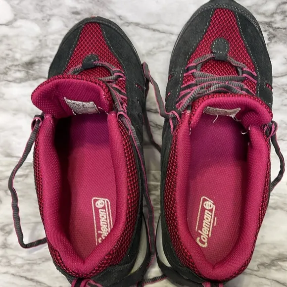 Coleman Shoes Womens 8 Loyalton Gray Suede Pink Trail Hiking Casual Sneaker