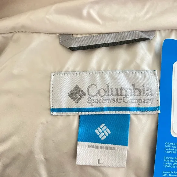 Columbia coat parka jacket light puffer coat removable hood faux fur embellished
