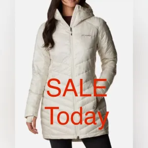 Columbia coat parka jacket light puffer coat removable hood faux fur embellished