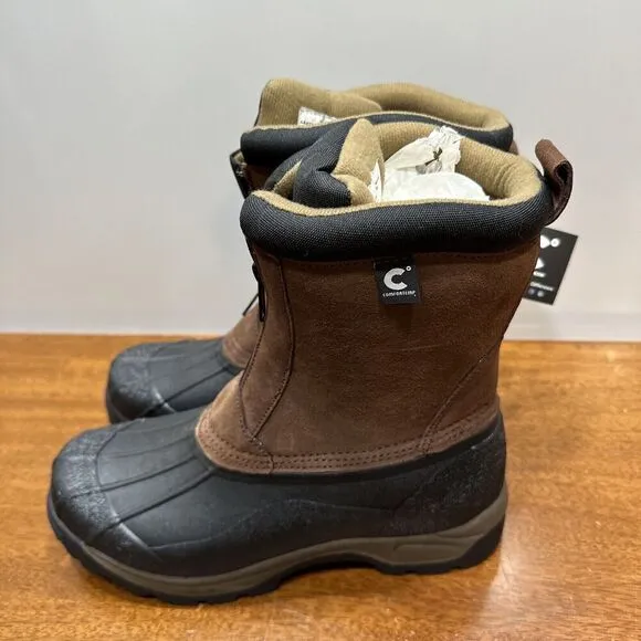 ComfortTemp Boots Mens 10 Duck Hiking Outdoor Zip up Black Brown Thermolite New