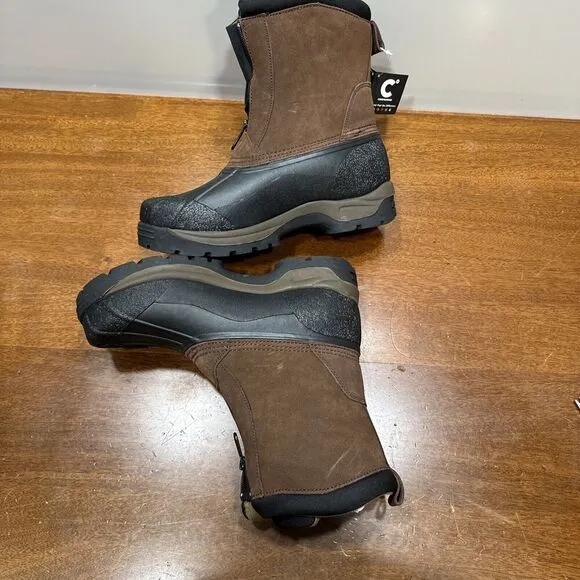 ComfortTemp Boots Mens 10 Duck Hiking Outdoor Zip up Black Brown Thermolite New