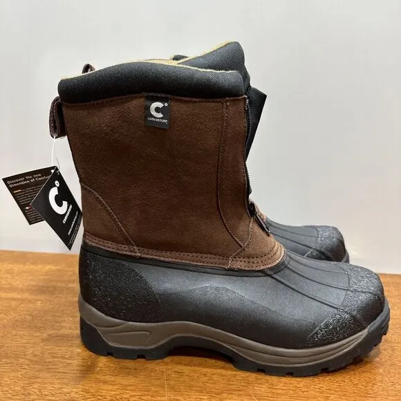ComfortTemp Boots Mens 10 Duck Hiking Outdoor Zip up Black Brown Thermolite New