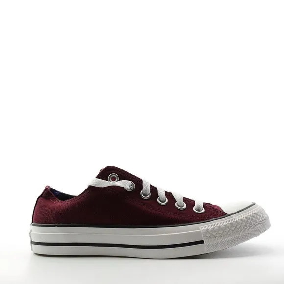 Converse Double Tongue 550193F Burgundy Plaid Low Top Sneaker Womens Size 7.5