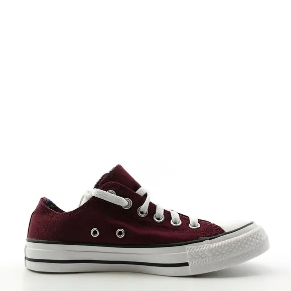 Converse Double Tongue 550193F Burgundy Plaid Low Top Sneaker Womens Size 7.5