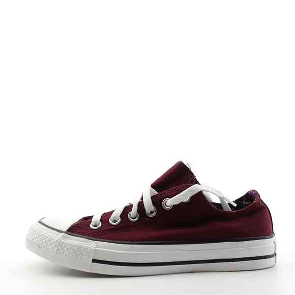 Converse Double Tongue 550193F Burgundy Plaid Low Top Sneaker Womens Size 7.5