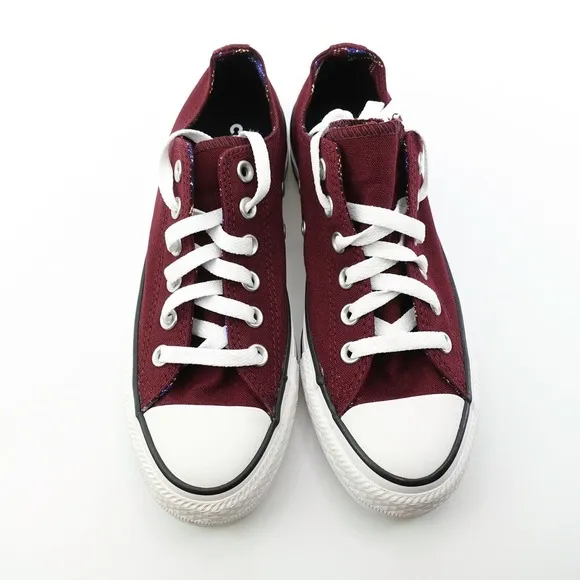Converse Double Tongue 550193F Burgundy Plaid Low Top Sneaker Womens Size 7.5