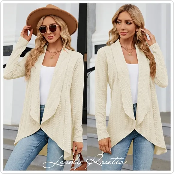 Cream Lightweight Open Front Cardigan