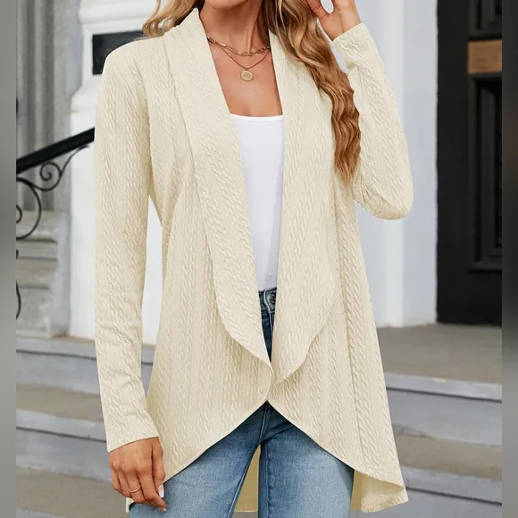 Cream Lightweight Open Front Cardigan