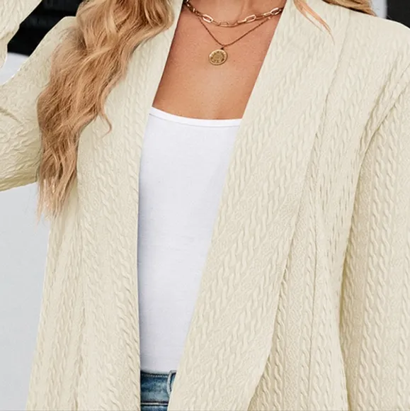 Cream Lightweight Open Front Cardigan