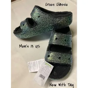 Crocs Classic Cozzzy Sandal Glitter Shoes Men's Size 13 New With Tag