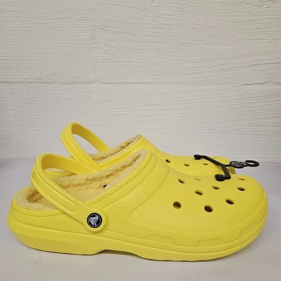 Crocs Classic Sherpa Lined Clogs in Lemon Yellow Size 13 NWT