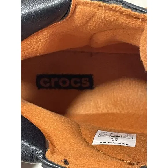 Crocs Lace Up Cobbler Leather Hiking Boots Black Men’s Size 10 Outdoor Adventure