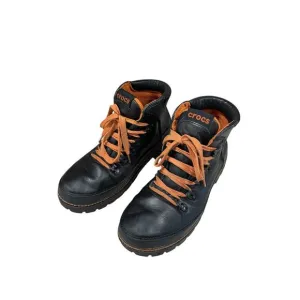 Crocs Lace Up Cobbler Leather Hiking Boots Black Men’s Size 10 Outdoor Adventure